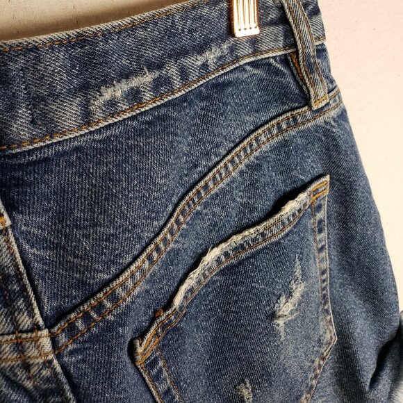 We The Free FP Lasso Jean Shorts Denim Distressed Frayed size 28 Button Fly Boho - Picture 10 of 13